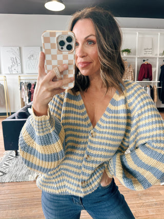 Yaren Striped Raglan Cardigan-SweatersYaren Striped Raglan Cardigan | VerClare Boutique | Chenoa, IL -VerClare Boutique