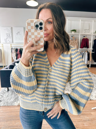 Yaren Striped Raglan Cardigan-SweatersYaren Striped Raglan Cardigan | VerClare Boutique | Chenoa, IL -VerClare Boutique