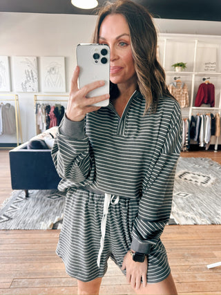 Jessa Pinstripe Knit Set-BottomsJessa Pinstripe Knit Set | VerClare Boutique-Cozy pinstripe knit set with a relaxed pullover and matching drawstring shorts. Soft, comfy, and perfect for everyday lounging. Free US shipping from VerClare Boutique.-VerClare Boutique