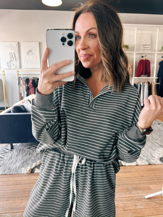 Jessa Pinstripe Knit Set-BottomsJessa Pinstripe Knit Set | VerClare Boutique-Cozy pinstripe knit set with a relaxed pullover and matching drawstring shorts. Soft, comfy, and perfect for everyday lounging. Free US shipping from VerClare Boutique.-VerClare Boutique