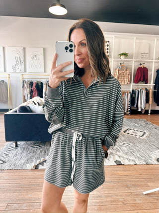 Jessa Pinstripe Knit Set-BottomsJessa Pinstripe Knit Set | VerClare Boutique-Cozy pinstripe knit set with a relaxed pullover and matching drawstring shorts. Soft, comfy, and perfect for everyday lounging. Free US shipping from VerClare Boutique.-VerClare Boutique