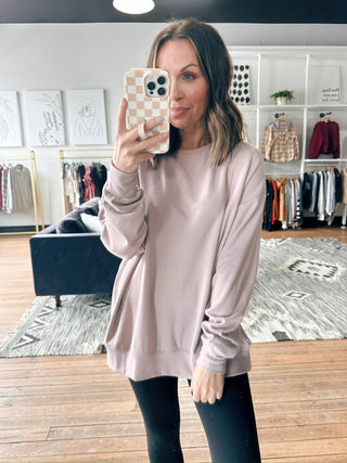 Zoe Oversized Knit Top-Tops Basic SolidZoe Oversized Knit Top | VerClare Boutique | Chenoa, IL-Soft oversized knit top in a muted mauve tone. Comfy, relaxed, and perfect for everyday leggings-friendly wear. Free US shipping from VerClare Boutique.-VerClare Boutique