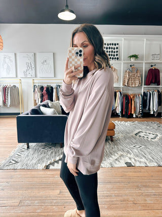Zoe Oversized Knit Top-Tops Basic SolidZoe Oversized Knit Top | VerClare Boutique | Chenoa, IL-Soft oversized knit top in a muted mauve tone. Comfy, relaxed, and perfect for everyday leggings-friendly wear. Free US shipping from VerClare Boutique.-VerClare Boutique