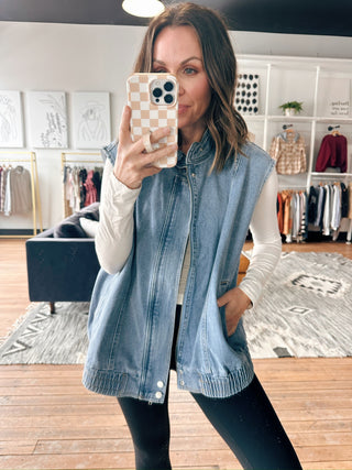 Julia Denim High-Neck Vest-Jackets & Kimonos-VerClare Boutique