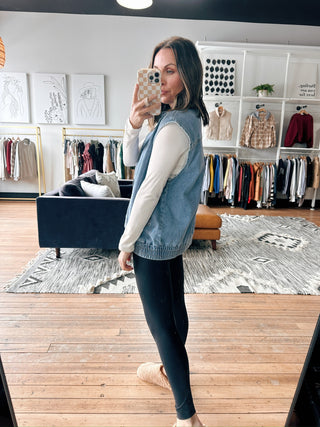 Julia Denim High-Neck Vest-Jackets & Kimonos-VerClare Boutique