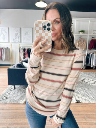 Stacy Top-Vintage Stripe-Tops Basic PrintStacy Top – Vintage Stripe | VerClare Boutique | Chenoa, IL-Vintage-inspired striped long sleeve top with a soft feel and easy, everyday fit. Perfect for casual layering. Free US shipping from VerClare Boutique.-VerClare Boutique