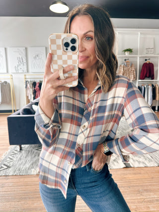 Daphne Shirt-Tops CasualDaphne Shirt | VerClare Boutique | Chenoa, IL-Soft plaid button-front shirt with a relaxed fit and easy everyday style. Perfect for layering or wearing on its own. Free US shipping from VerClare Boutique.-VerClare Boutique