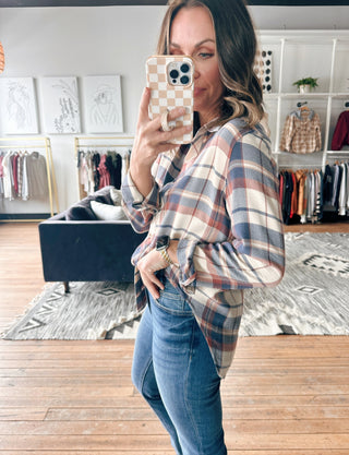 Daphne Shirt-Tops CasualDaphne Shirt | VerClare Boutique | Chenoa, IL-Soft plaid button-front shirt with a relaxed fit and easy everyday style. Perfect for layering or wearing on its own. Free US shipping from VerClare Boutique.-VerClare Boutique
