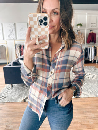 Daphne Shirt-Tops CasualDaphne Shirt | VerClare Boutique | Chenoa, IL-Soft plaid button-front shirt with a relaxed fit and easy everyday style. Perfect for layering or wearing on its own. Free US shipping from VerClare Boutique.-VerClare Boutique