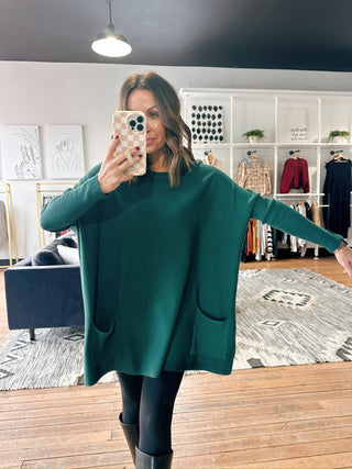 Claire Pocket Sweater -2 Colors-SweatersClaire Pocket Sweater – Hunter & Oatmeal | VerClare Boutique | Chenoa, IL-The Claire Pocket Sweater features a relaxed fit, soft knit fabric, and front pockets for effortless everyday style. Available in hunter green and oatmeal at VerClare Boutique.-VerClare Boutique