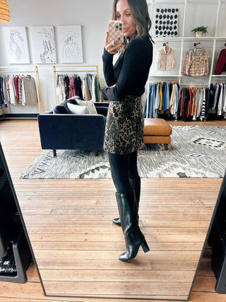 Leopard Corduroy Mini Skirt-BottomsLeopard Corduroy Mini Skirt for Women | VerClare Boutique | Chenoa, IL-Shop the Leopard Corduroy Mini Skirt for women featuring a soft corduroy texture, classic leopard print, and flattering mini length perfect for fall outfits, casual wear, or dressing up at VerClare Boutique.-VerClare Boutique