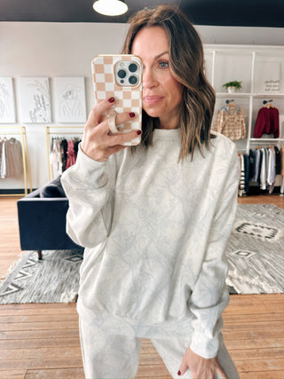 Brenna Fleece Camo Crew Neck Sweatshirt-Jackets & KimonosBrenna Fleece Camo Crew Neck Sweatshirt for Women | VerClare Boutique | Chenoa, IL-Shop the Brenna Fleece Camo Crew Neck Sweatshirt for women featuring a soft fleece interior, relaxed fit, and subtle camo print—perfect for casual everyday wear and cozy layering at VerClare Boutique.-VerClare Boutique