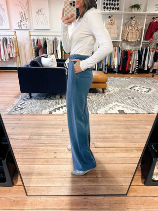 Z Supply-Hunter Knit Denim Pant - 2 Colors-BottomsZ Supply Hunter Knit Denim Pant – Ocean Air Indigo & Calypso Blue Indigo | VerClare Boutique | Chenoa, IL-Shop the Z Supply Hunter Knit Denim Pant in Ocean Air Indigo & Calypso Blue Indigo. Comfortable knit denim with stretch and an easy pull-on fit. Everyday style made effortless at VerClare Boutique! | VerClare Boutique | Chenoa, IL-VerClare Boutique