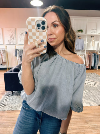 Vienne Flowy Top - Denim Blue-Tops CasualVienne Flowy Top – Denim Blue | VerClare Boutique | Chenoa, IL-Shop the Vienne Flowy Top in denim blue at VerClare Boutique. A soft, lightweight top with a relaxed silhouette that’s perfect for everyday wear and effortless styling.-VerClare Boutique