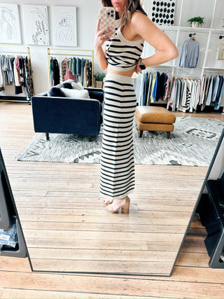 Emori Striped Skirt - Natural-BottomsEmori Striped Skirt - Natural | VerClare Boutique | Chenoa, IL-Women's Emori Striped Skirt - Natural. Available in sizes: S, M, L. Free US shipping on all eligible orders. Located in Chenoa, Illinois.-VerClare Boutique