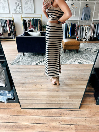 Emori Striped Skirt - Natural-BottomsEmori Striped Skirt - Natural | VerClare Boutique | Chenoa, IL-Women's Emori Striped Skirt - Natural. Available in sizes: S, M, L. Free US shipping on all eligible orders. Located in Chenoa, Illinois.-VerClare Boutique