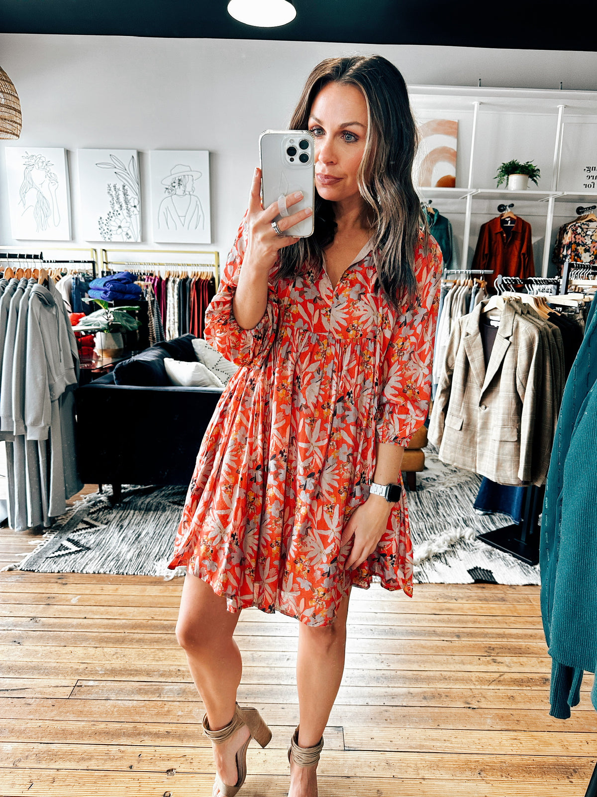 Autumn Flair Batwing Dress-2 Colors-Dresses & Rompers-VerClare Boutique
