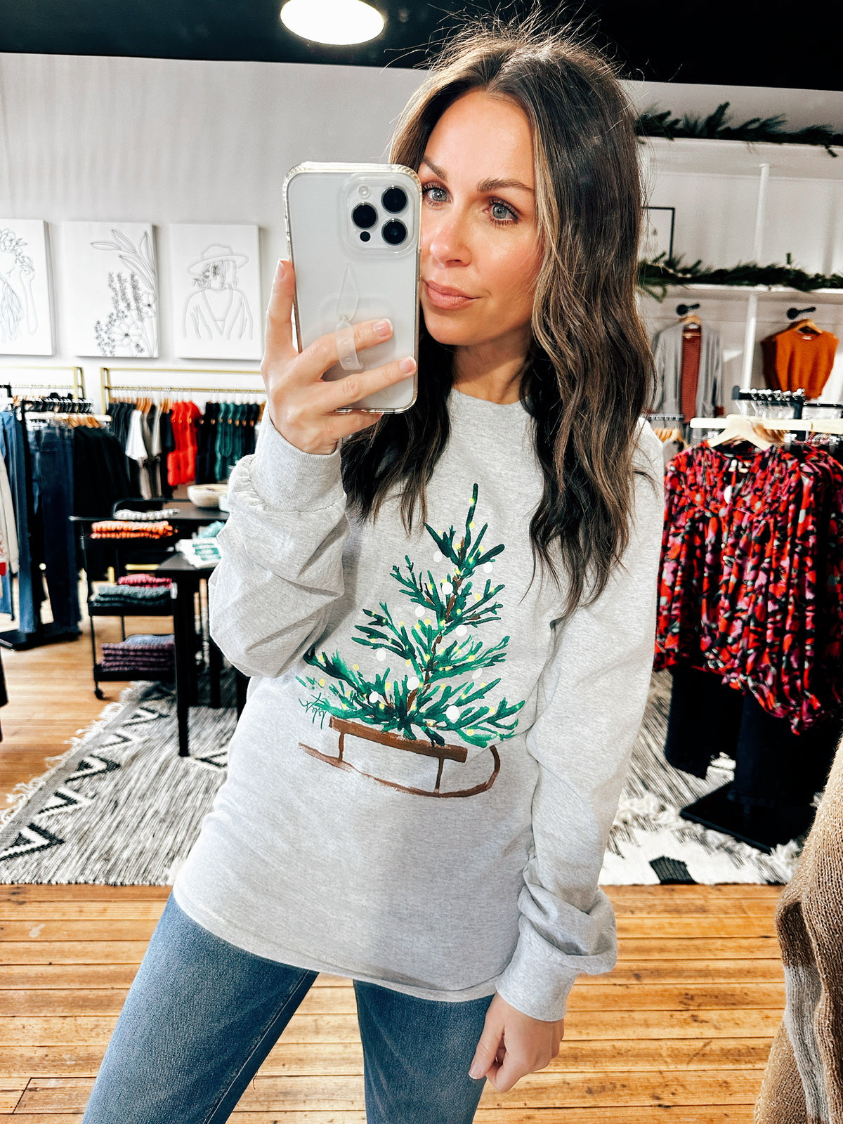 Sleigh Ride Graphic Tee-Tops basic print-VerClare Boutique