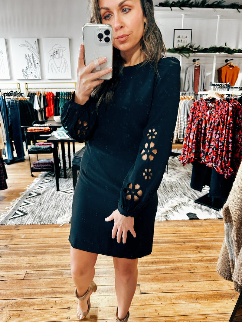 Black Cut-out Sleeve Dress-Dresses & Rompers-VerClare Boutique