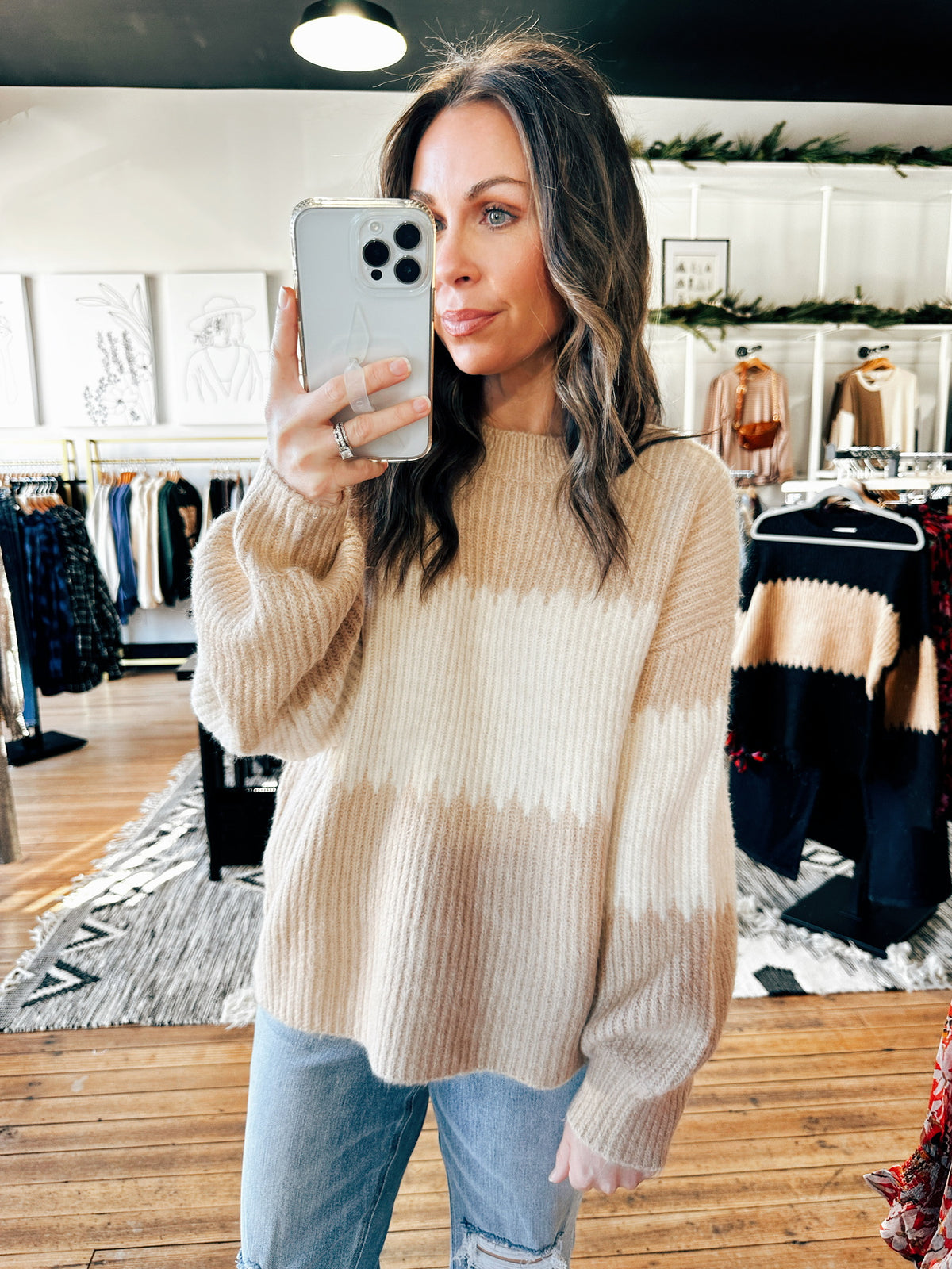 Beige View. Connie Colorblock Sweater-2 Colors-sweater-VerClare Boutique