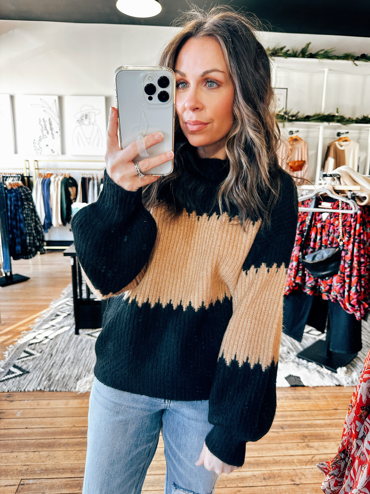 Black View. Connie Colorblock Sweater-2 Colors-sweater-VerClare Boutique