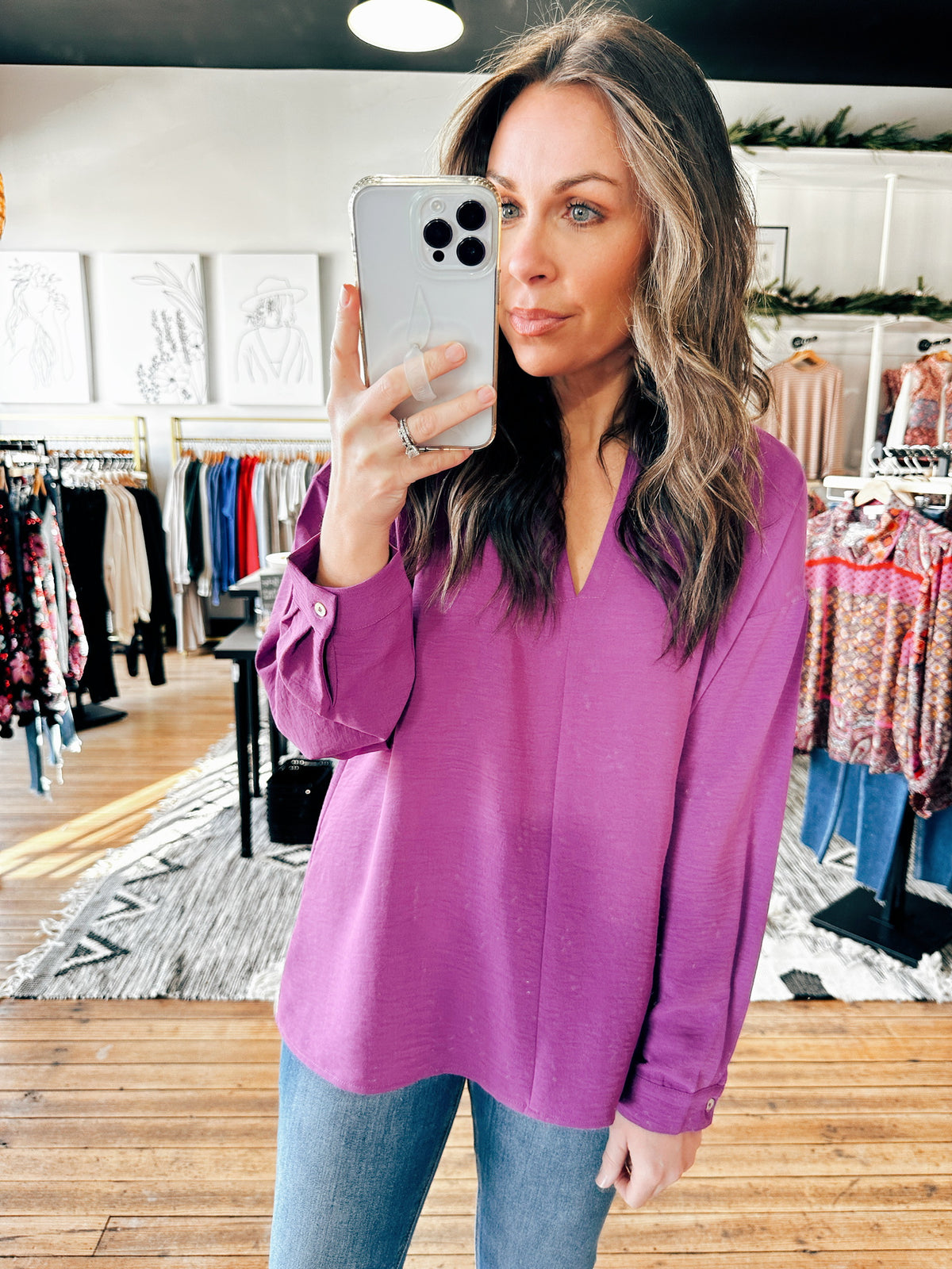 Front View. Your Go-To Purple Top-Tops casual-VerClare Boutique