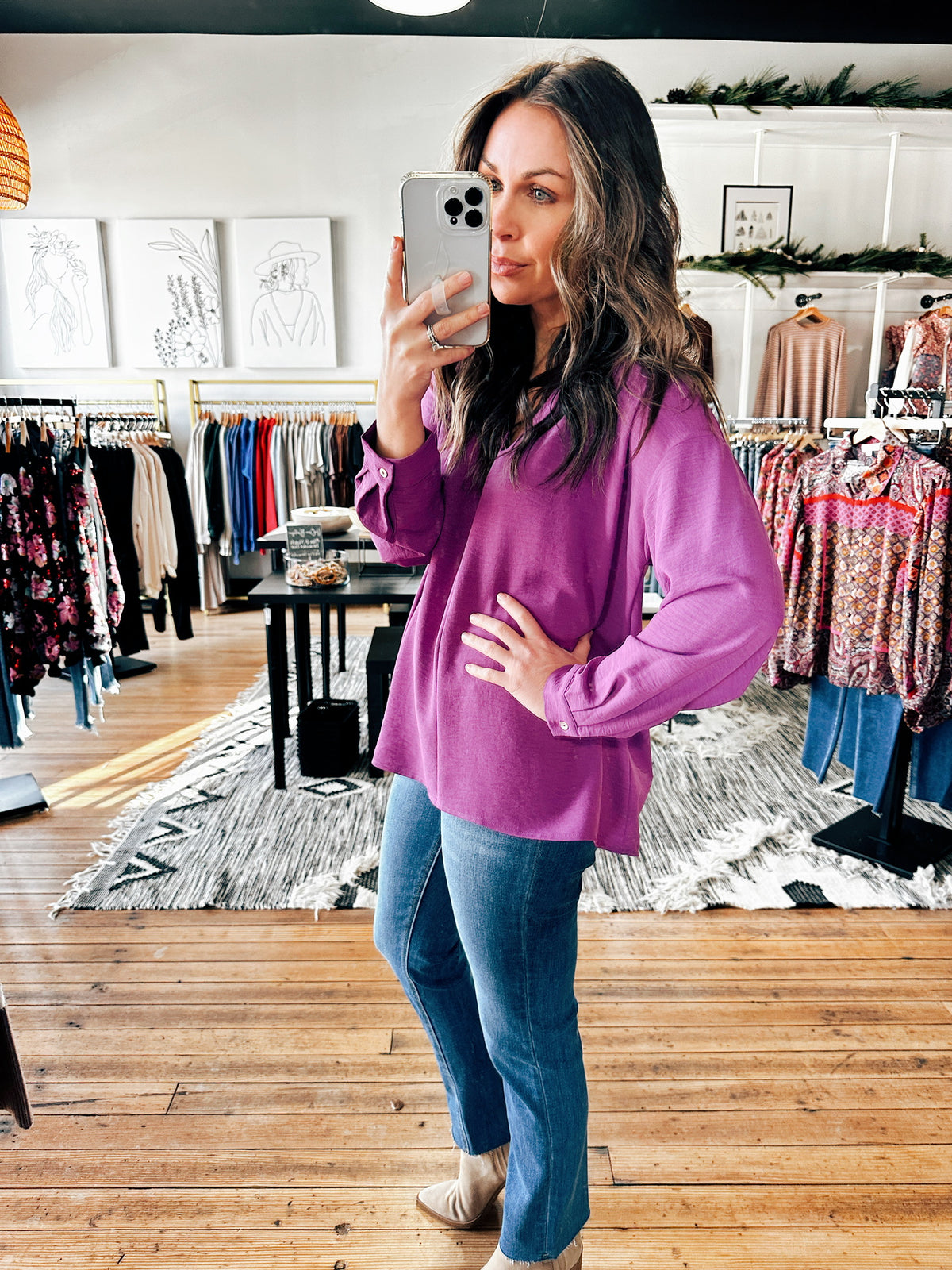 Side View. Your Go-To Purple Top-Tops casual-VerClare Boutique