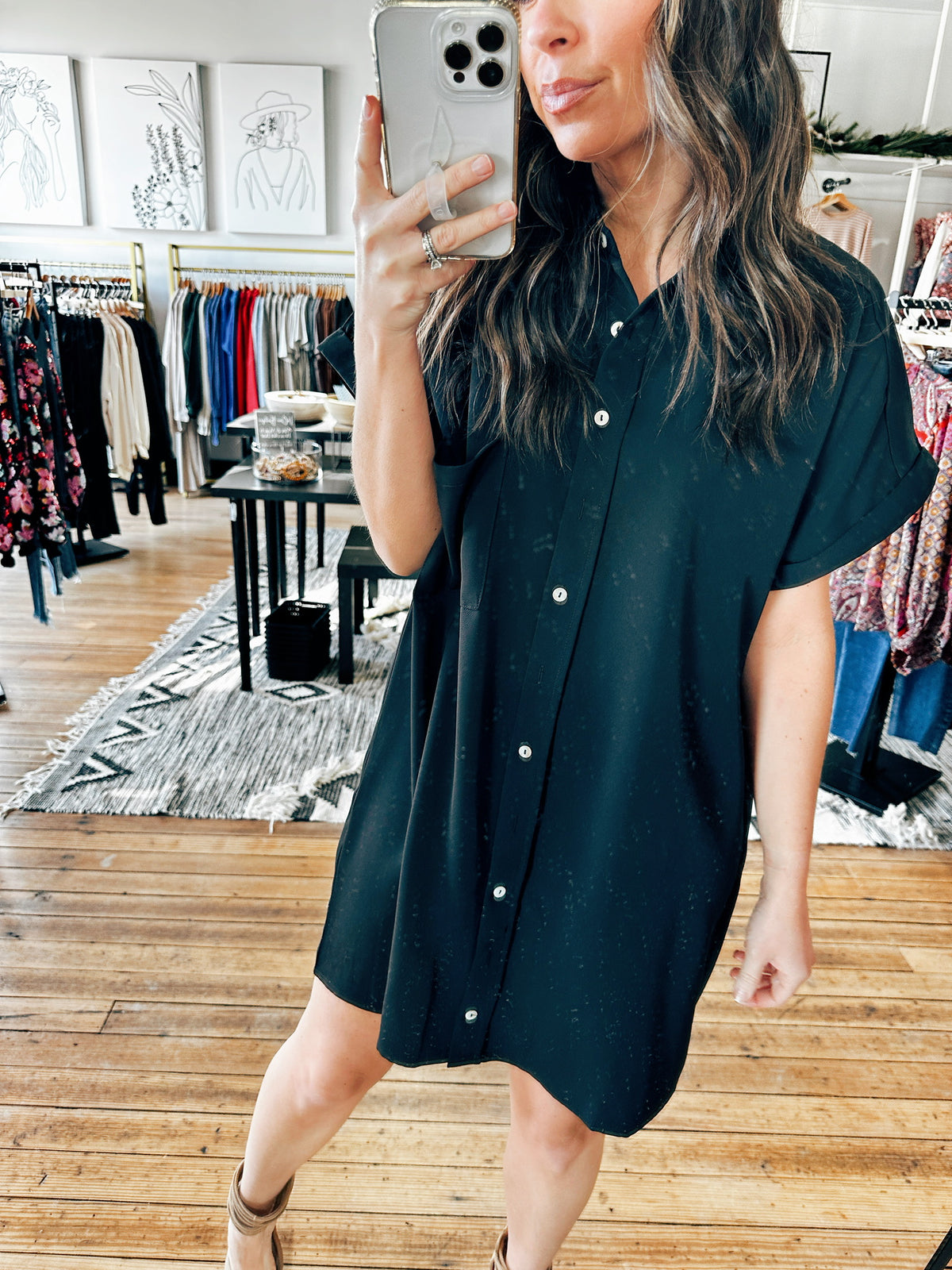 Keri Black Short Sleeve Dress-Dresses & Rompers-VerClare Boutique