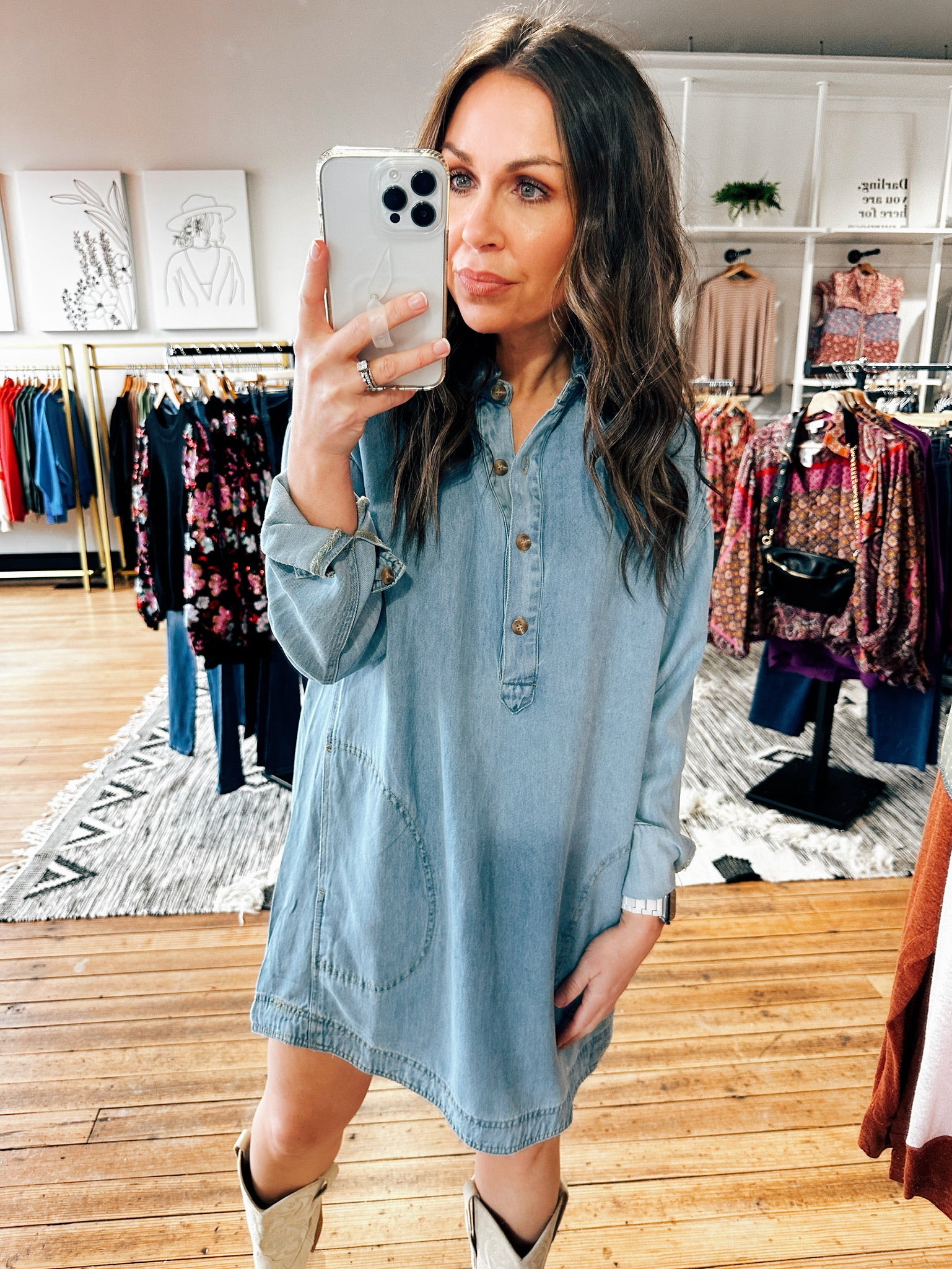 Women's Denim Shirt Dress | VerClare Boutique | Chenoa, IL