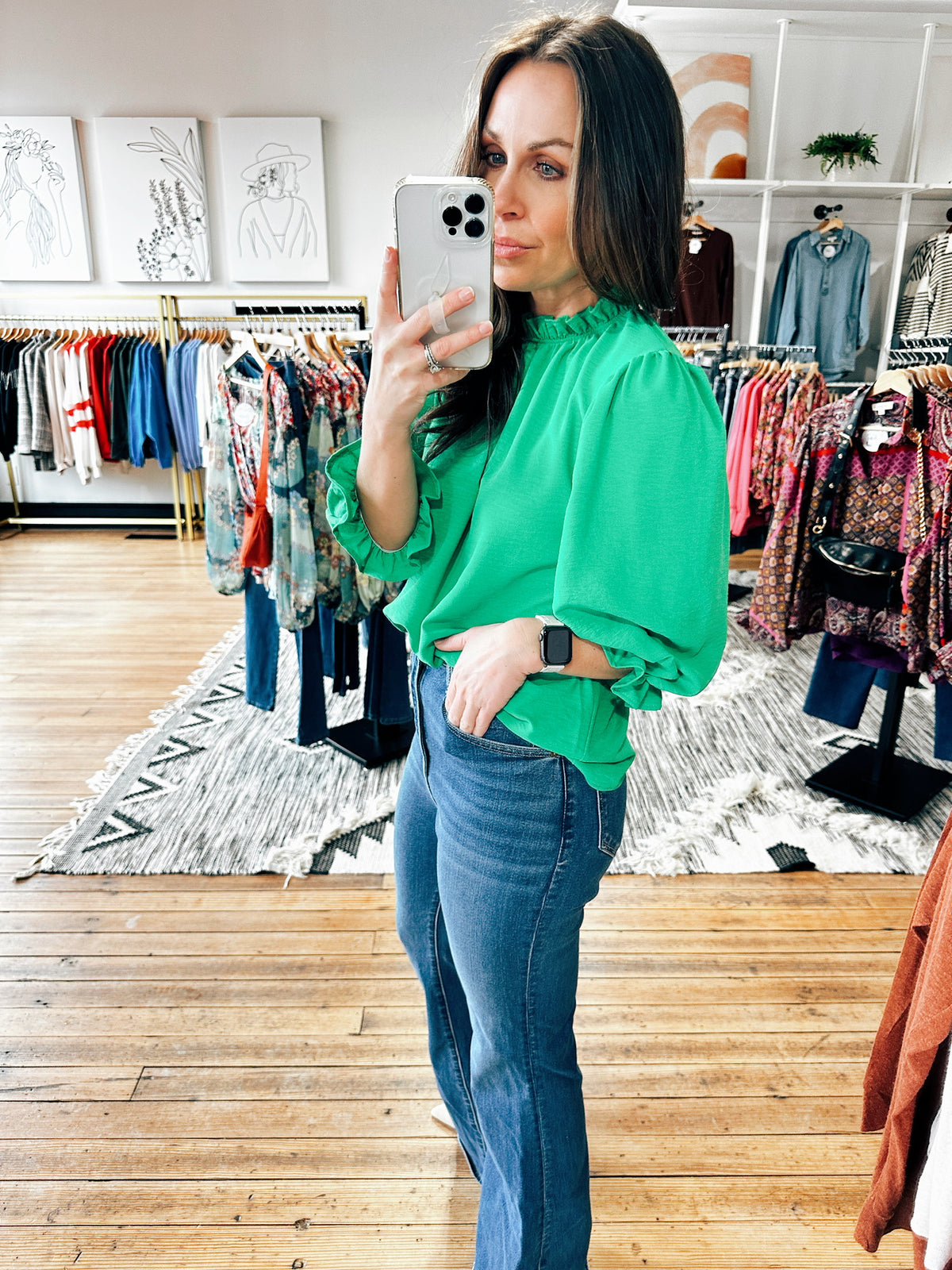Jenny Elastic Cuff Blouse-2 Colors-Tops casual-VerClare Boutique