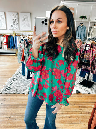 Thinking About Spring Green Blouse-Tops casual-VerClare Boutique