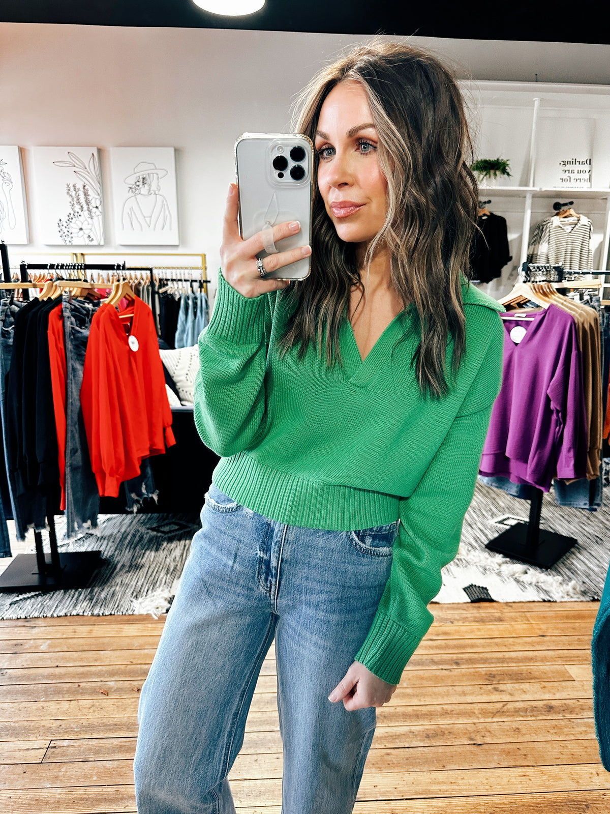 Green View. Cora V-Neck Sweater-3 Colors-sweater-VerClare Boutique