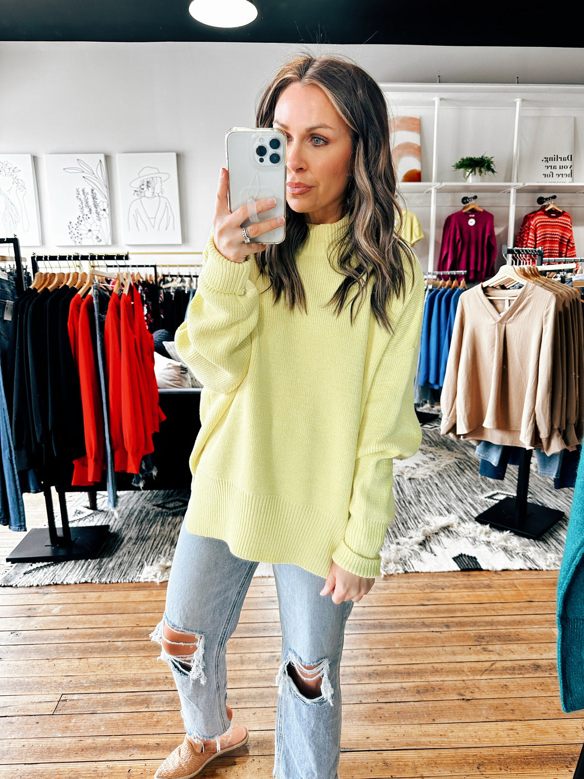Lemon Yellow View. Springtime Cuffed Sweater-3 Colors-sweater-VerClare Boutique