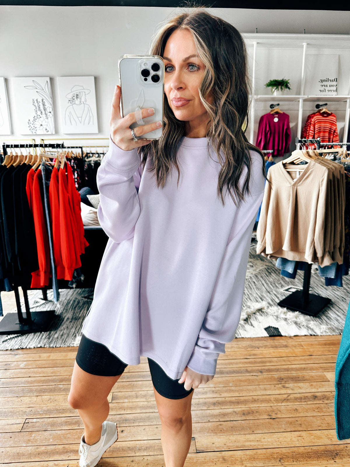 Lilac View. Connie Crew Neck Long Sleeve Top-3 Colors-Tops basic solid-VerClare Boutique