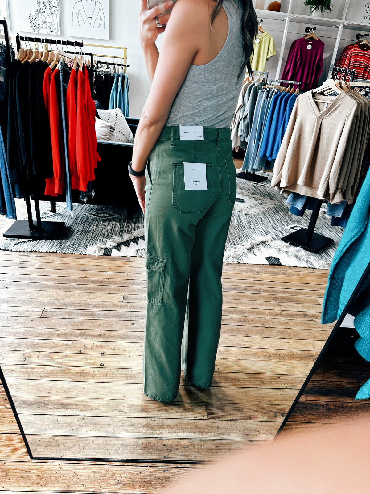 Back View. Thyme Utility Cargo Pants-Bottoms-VerClare Boutique