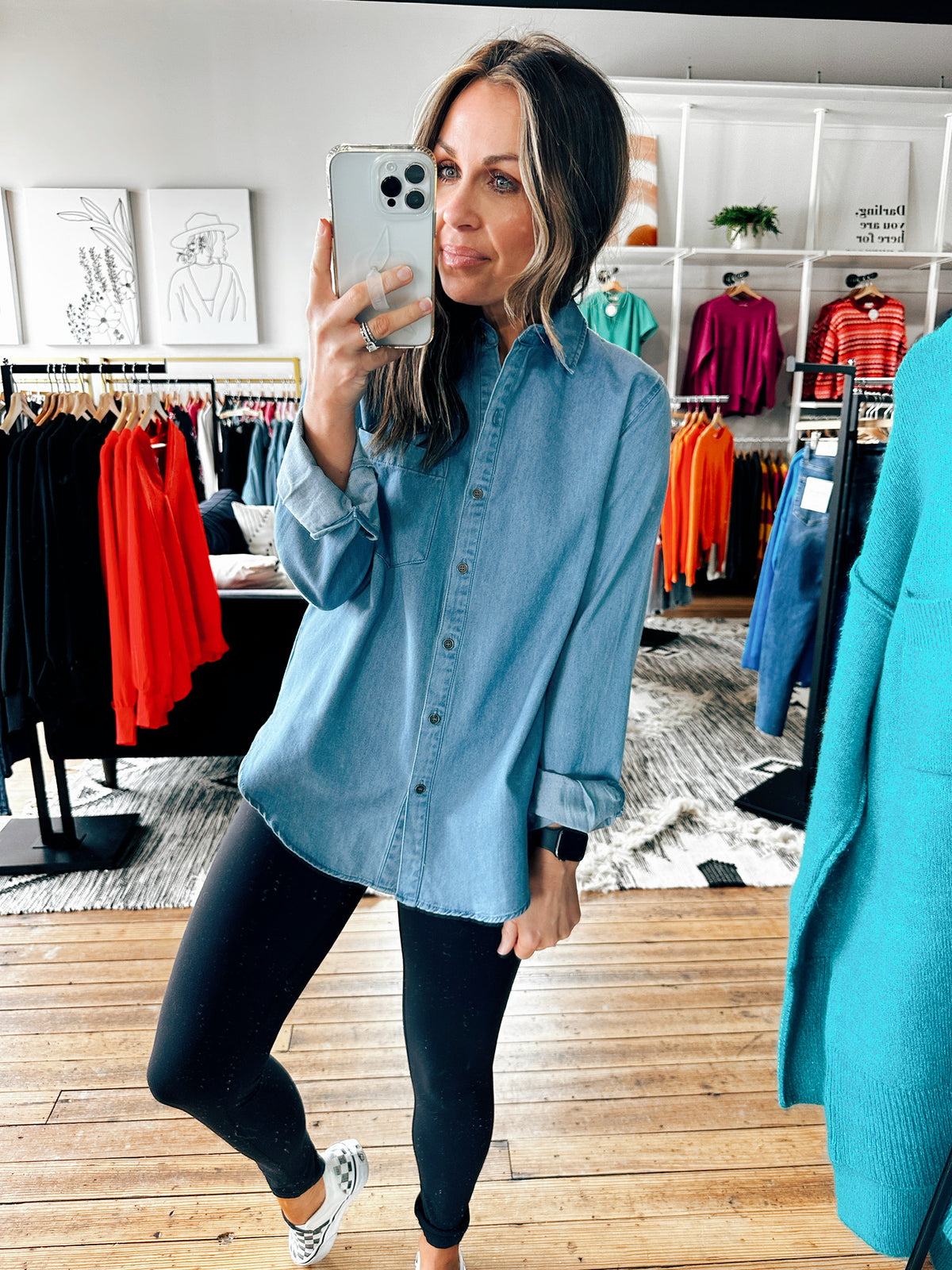 Tina Button Down Tencel Shirt-Tops casual-VerClare Boutique