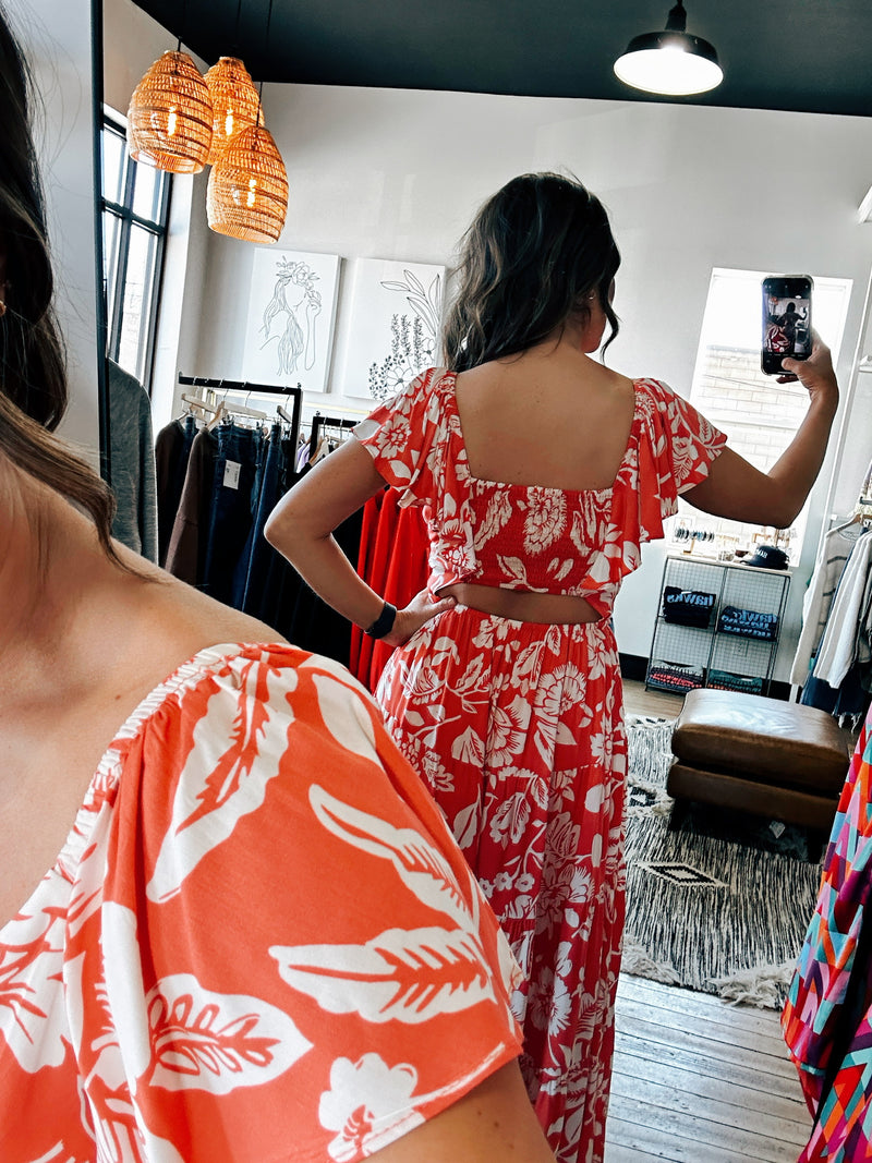 Aloha Orange Hi-Lo Dress-Dresses & Rompers-VerClare Boutique