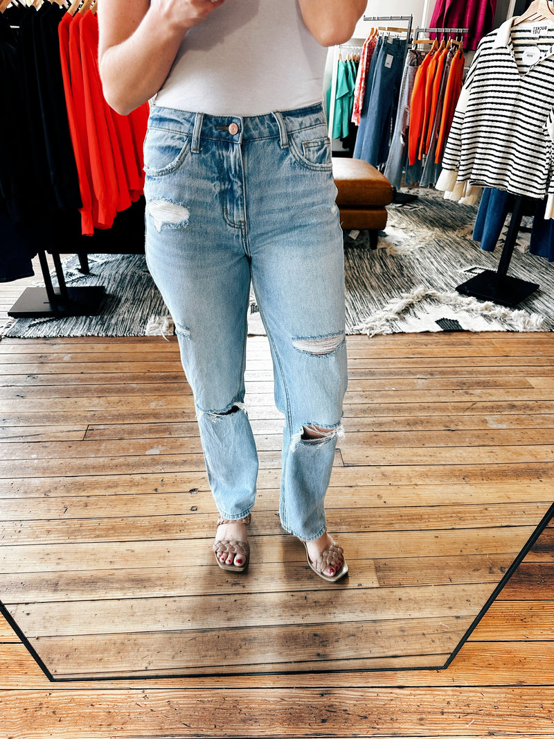 Tabitha High Rise Straight Jeans-Bottoms-VerClare Boutique