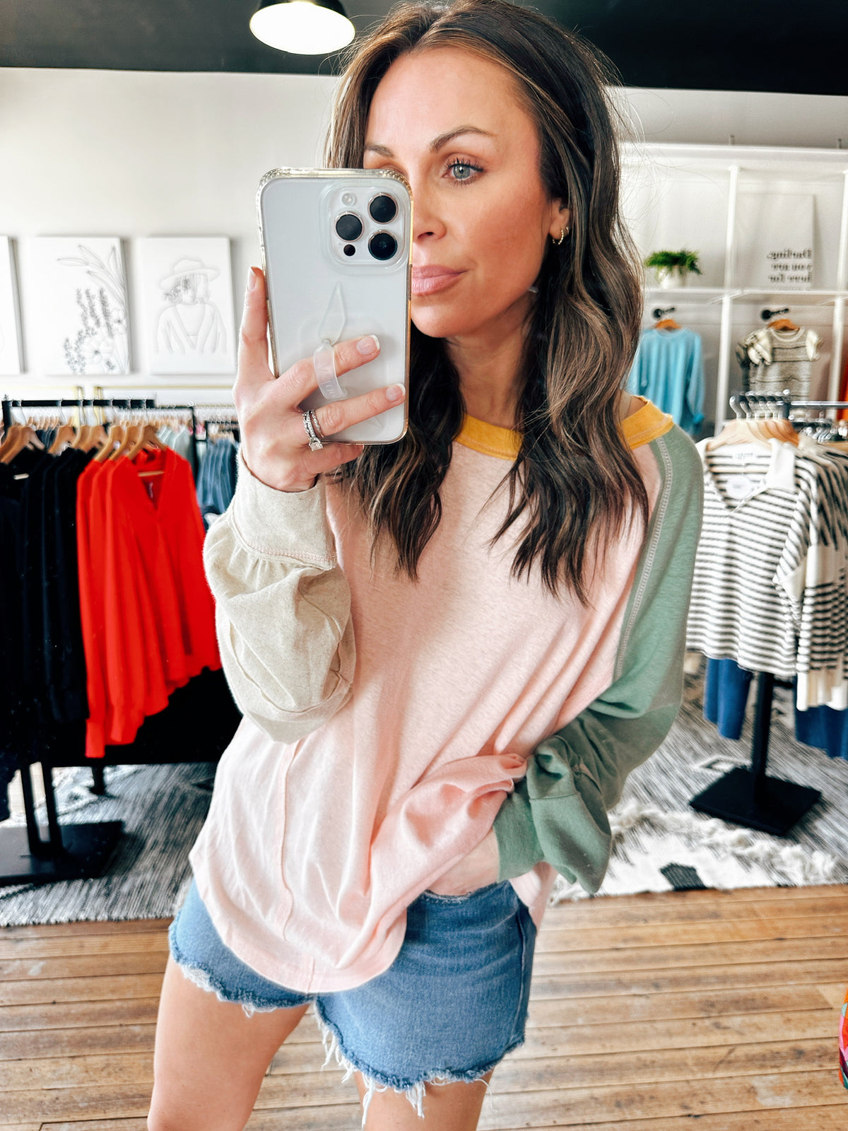 Mixed Paint Long Sleeve Top-2 Colors-Tops basic print-VerClare Boutique