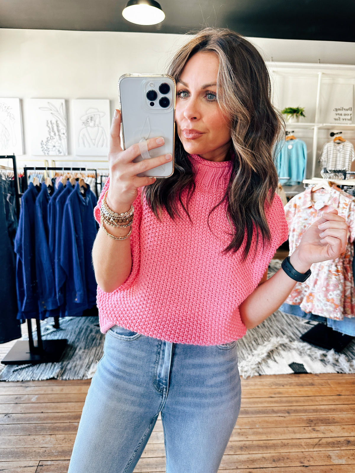Pink Sleeveless Sweater Top-sweater-VerClare Boutique