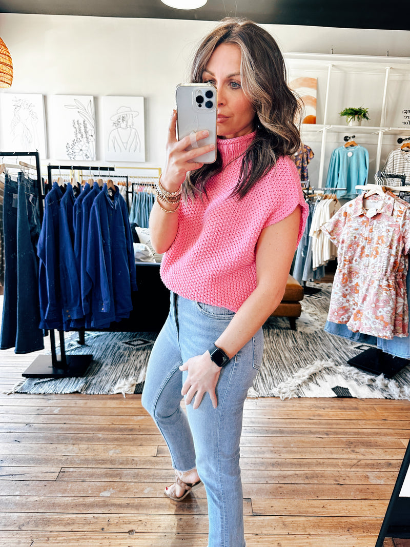 Pink Sleeveless Sweater Top-sweater-VerClare Boutique