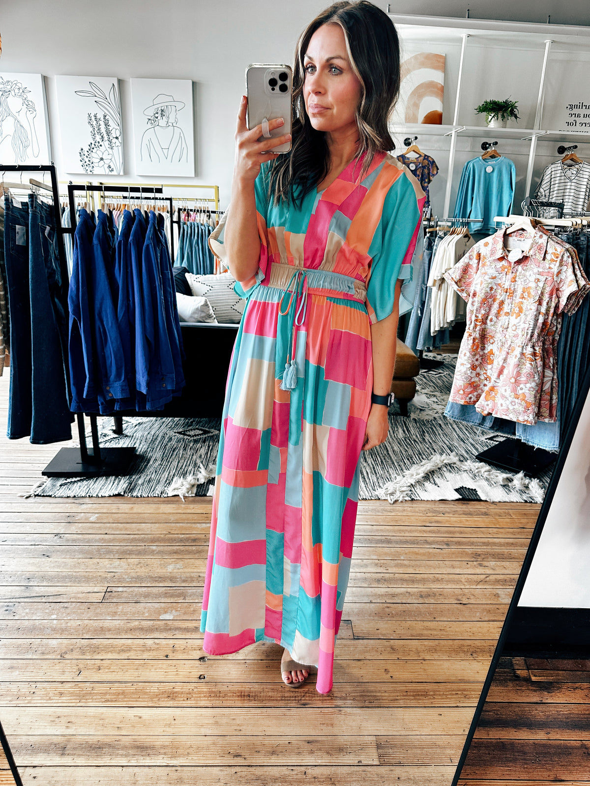Front View. Kalista Aqua Pink Maxi Dress-Dresses & Rompers-VerClare Boutique