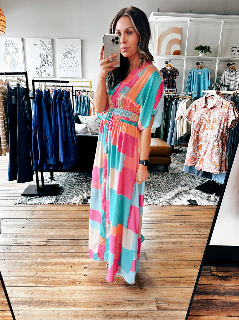 Kalista Aqua Pink Maxi Dress-Dresses & Rompers-VerClare Boutique