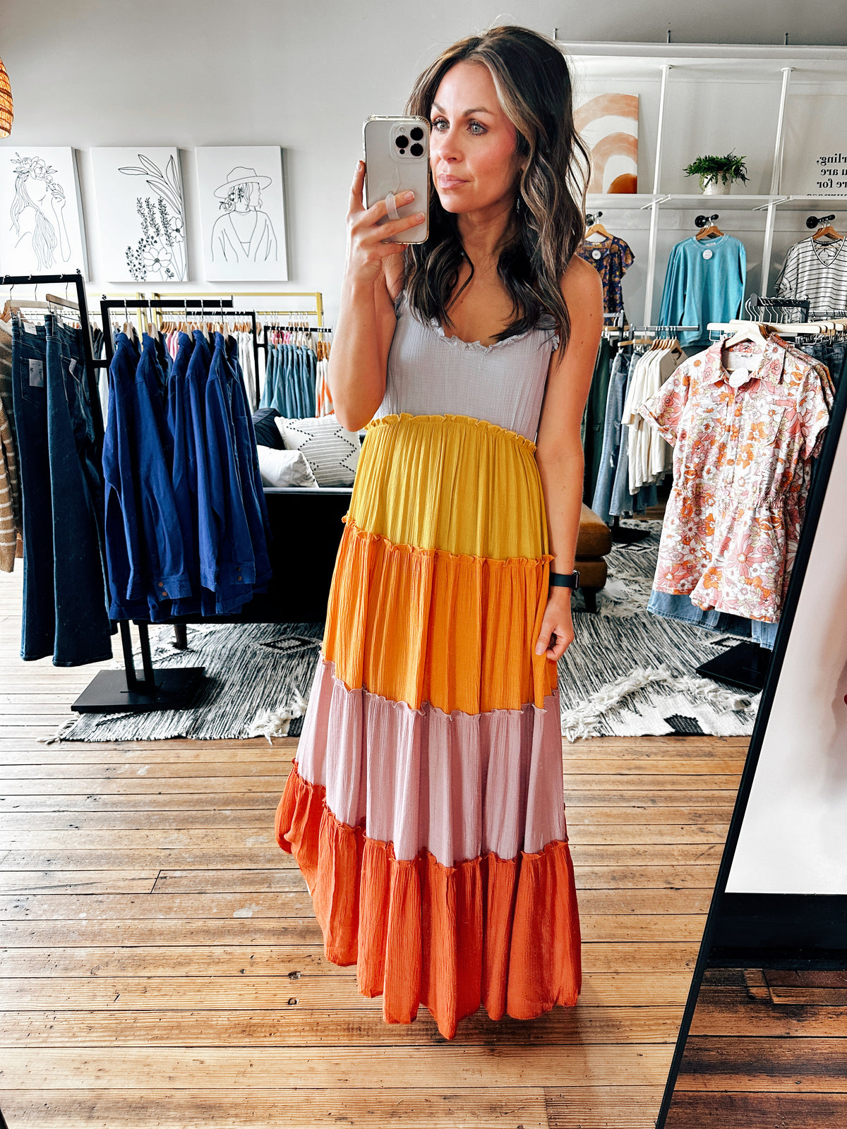 Multi Sunset Maxi Dress-Dresses & Rompers-VerClare Boutique