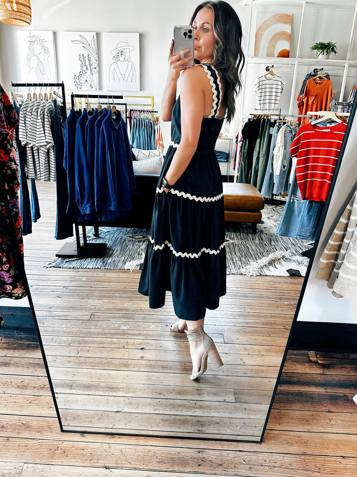 The Grace Black Midi Dress-Dresses & Rompers-VerClare Boutique