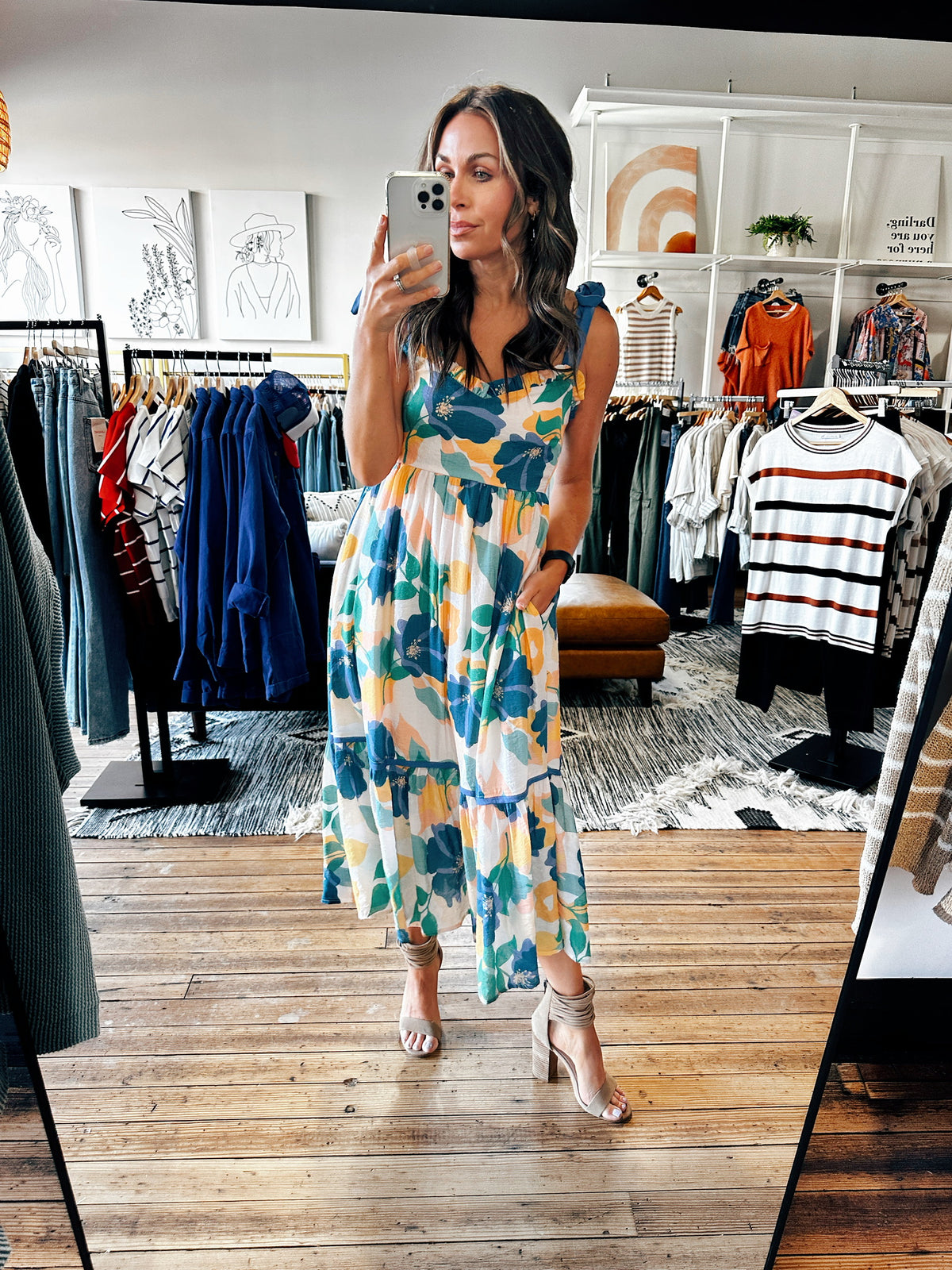 Blue Combo Garden Dress-Dresses & Rompers-VerClare Boutique