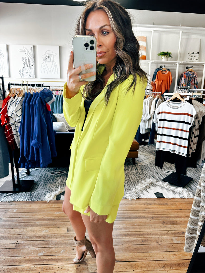Neon Yellow Blazer-Jackets & Kimonos-VerClare Boutique