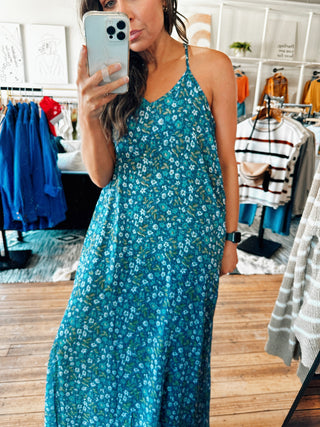 Oasis Navy Floral Maxi Dress-Dresses & Rompers-VerClare Boutique