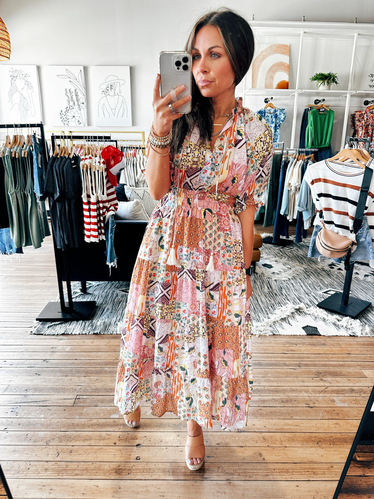 Front View. Chelsea Print Dress-Dresses & Rompers-VerClare Boutique