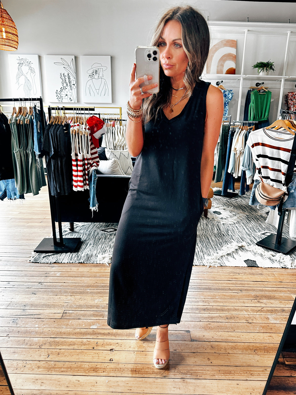 Front View. Forever Favorite Sleeveless Black Maxi-Dresses & Rompers-VerClare Boutique